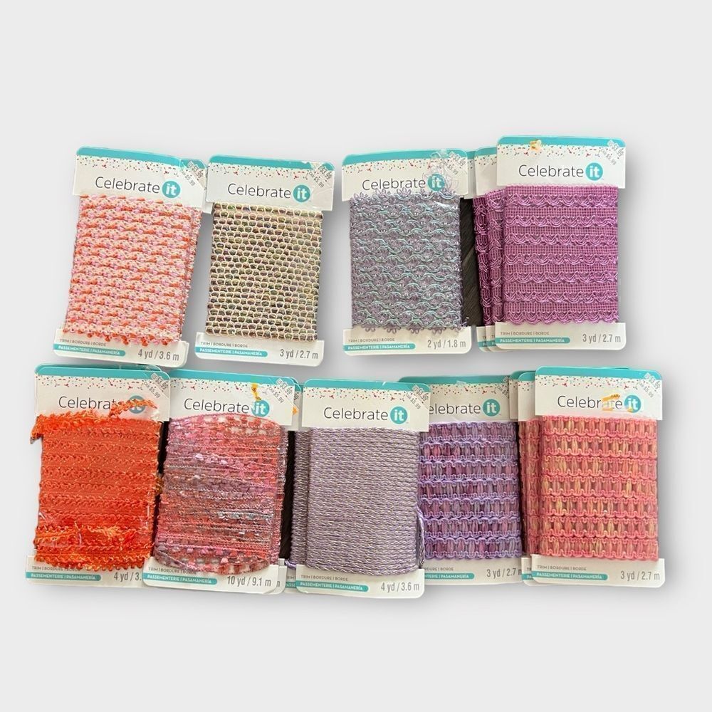 Celebrate It! Craft Ribbon Trim, NWB, 19 Pack Bundle